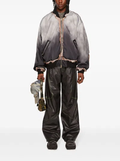 ACNE STUDIOS LOGO-EMBROIDERED LEATHER TROUSERS 