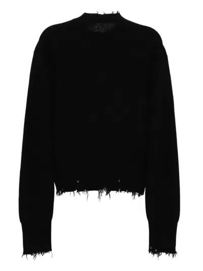 Jnby Distressed Button-up Cardigan In Black