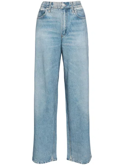 Rag & Bone Jeans-print Straight Trousers In Blue