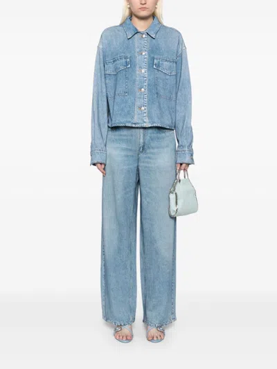 Rag & Bone Jeans-print Straight Trousers In Blue