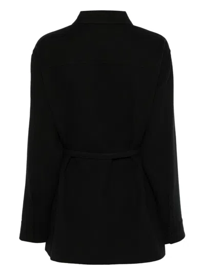 Fendi Belted Wool Shirt Jacket In Black