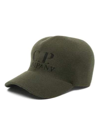 C.p. Company Logo-intarsia Cap In Green