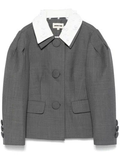 Shushu-tong Shushu/tong Embellished Boxy Gabardine Jacket In Grey