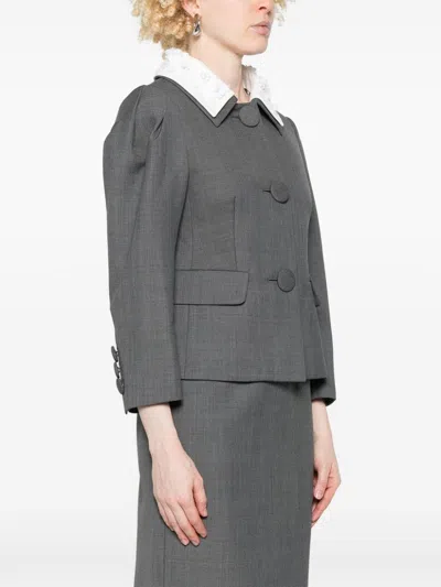 Shushu-tong Shushu/tong Embellished Boxy Gabardine Jacket In Grey