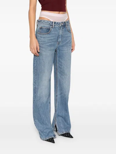 Alexander Wang Logo-embossed Boyfriend Jeans In Blue