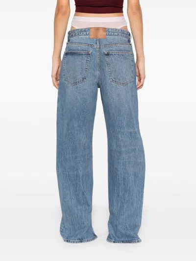 Alexander Wang Logo-embossed Boyfriend Jeans In Blue