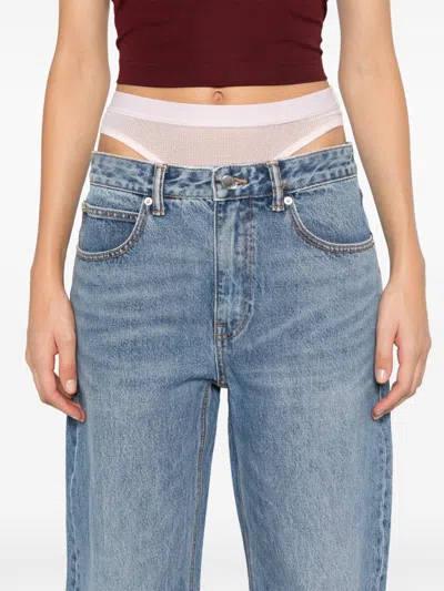 Alexander Wang Logo-embossed Boyfriend Jeans In Blue