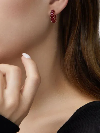 Jewels Aficionado 18kt Rose Gold Ruby Hoop Earrings In Pink