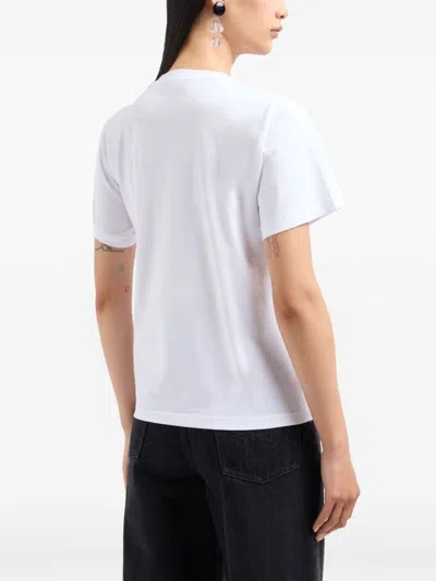 Emporio Armani Rhinestone-embellished Cotton T-shirt In White