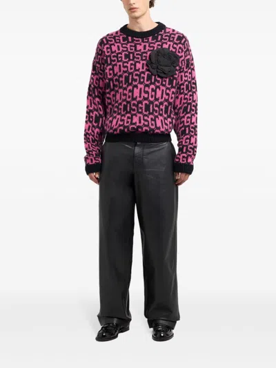 Gcds Intarsia-knit Logo Jumper In Black