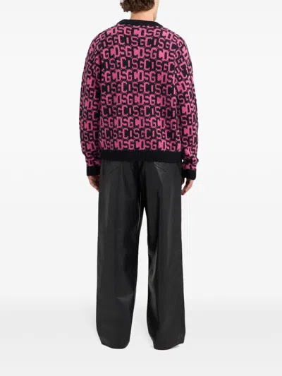 Gcds Intarsia-knit Logo Jumper In Black