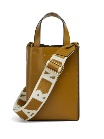 Marni Brown Museo Nano Bag In Neutrals