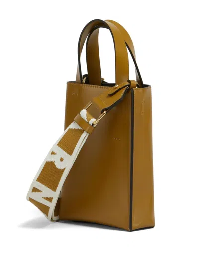 Marni Brown Museo Nano Bag In Neutrals