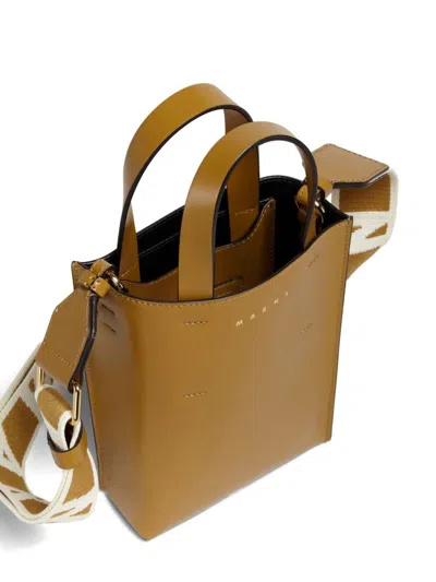 Marni Brown Museo Nano Bag In Neutrals