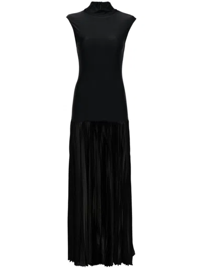 Alainpaul Black Plissee Maxi Dress In Black
