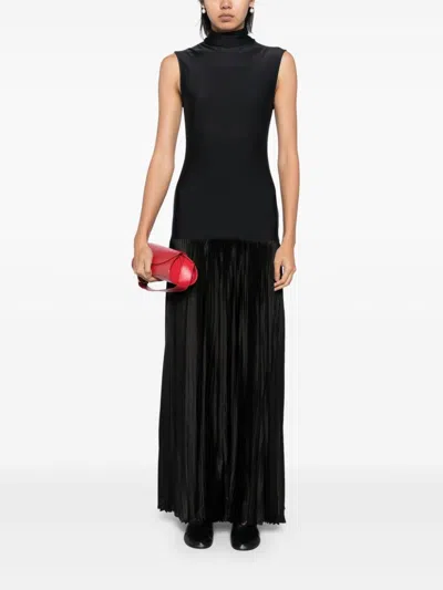 Alainpaul Black Plissee Maxi Dress In Black