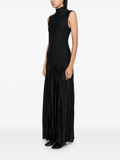 Alainpaul Black Plissee Maxi Dress In Black