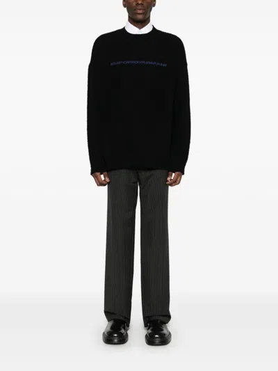 Emporio Armani Logo-print Sweater In Black