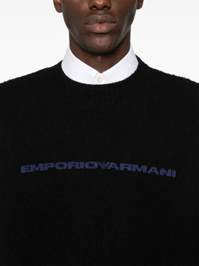 Emporio Armani Logo-print Sweater In Black