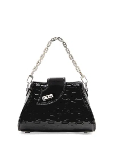 Gcds Comma Patent Monogram Mini Bag In Black