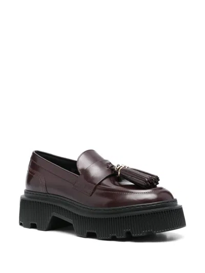 Santoni Tassel-detail Leather Loafers In Purple