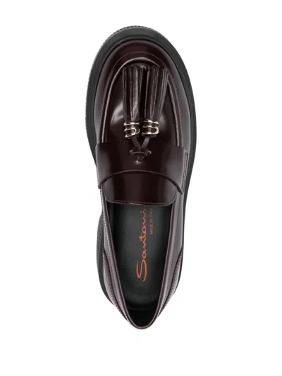 Santoni Tassel-detail Leather Loafers In Purple