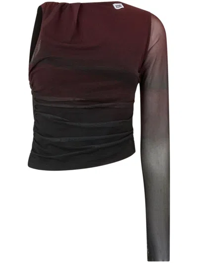 Gcds Creature Tulle One-shoulder Top In Red