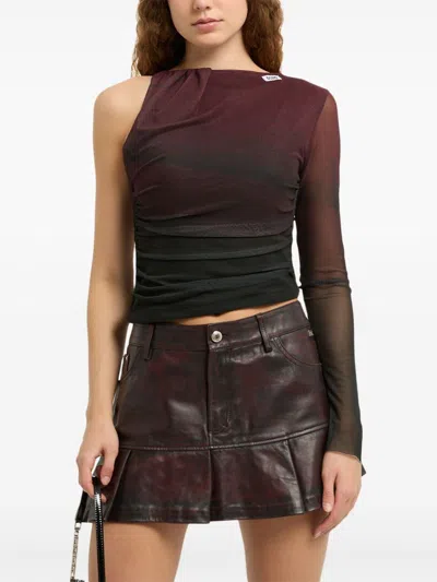 Gcds Creature Tulle One-shoulder Top In Red