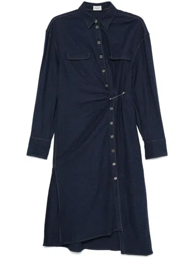 Sonia Rykiel Cotton Flannel Midi Dress In Blue