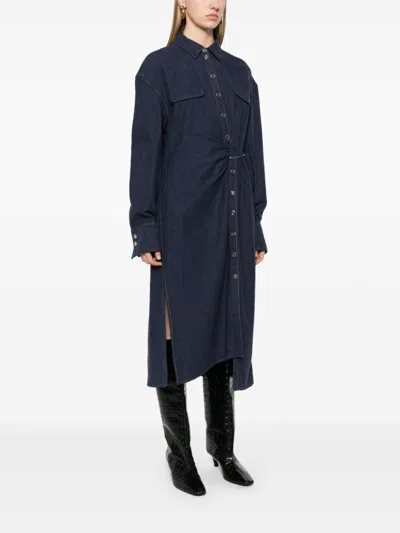 Sonia Rykiel Cotton Flannel Midi Dress In Blue