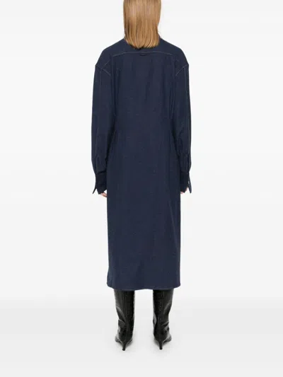 Sonia Rykiel Cotton Flannel Midi Dress In Blue