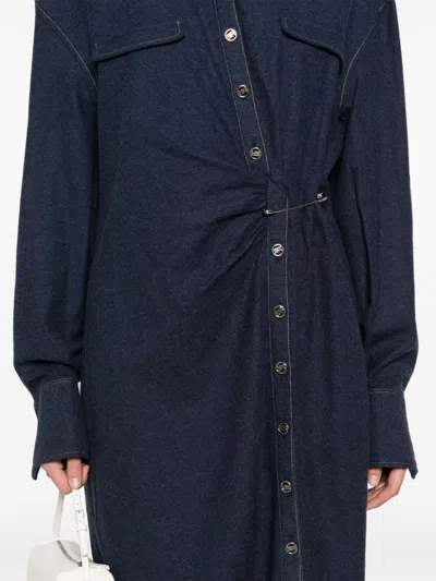 Sonia Rykiel Cotton Flannel Midi Dress In Blue