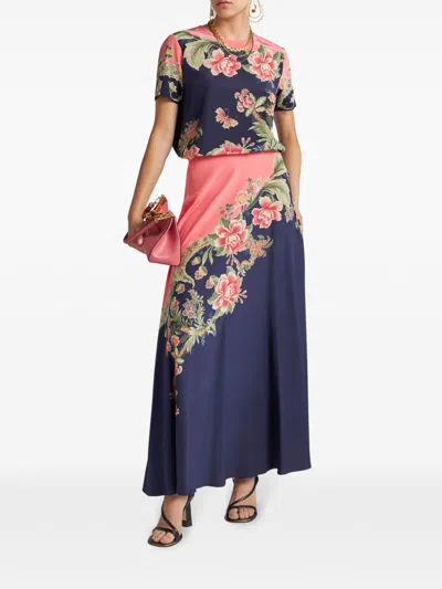 Etro Printed Silk Top In Blue