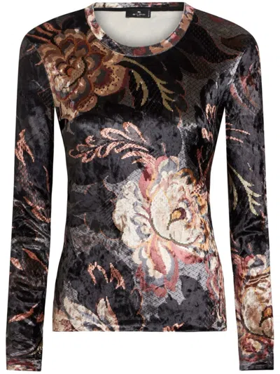 Etro Plain Jersey Turtleneck T-shirt In Black