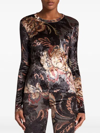 Etro Plain Jersey Turtleneck T-shirt In Black