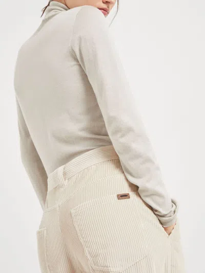 Brunello Cucinelli Corduroy Wide-leg Trousers In Neutrals