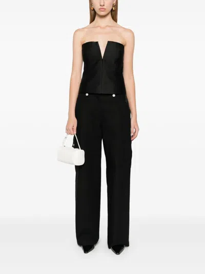 Roland Mouret Strapless Taffeta Top In Black