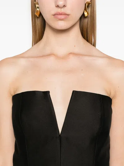 Roland Mouret Strapless Taffeta Top In Black
