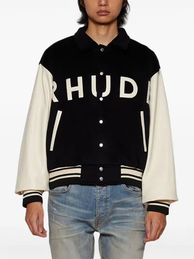 Rhude Collegiate Bomber Jacket In Black