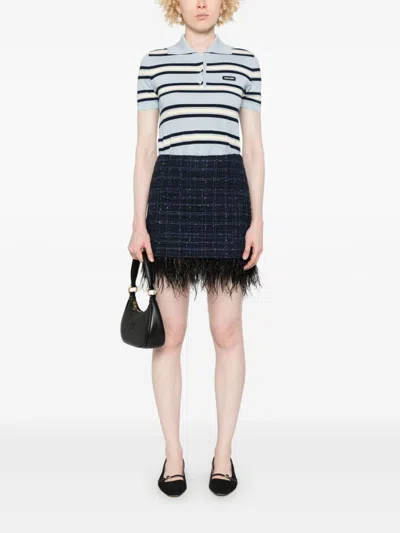 Twinset Feather-trim Mini Skirt In Blue