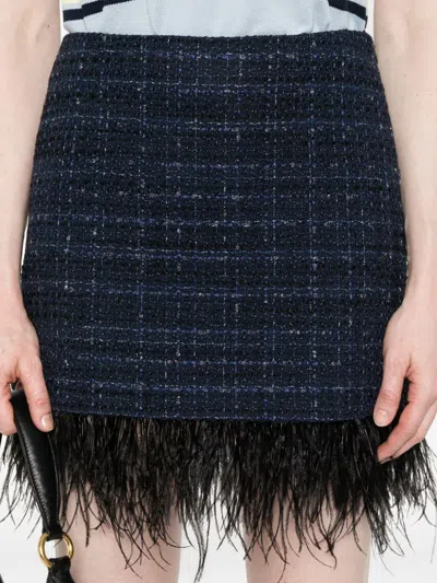 Twinset Feather-trim Mini Skirt In Blue