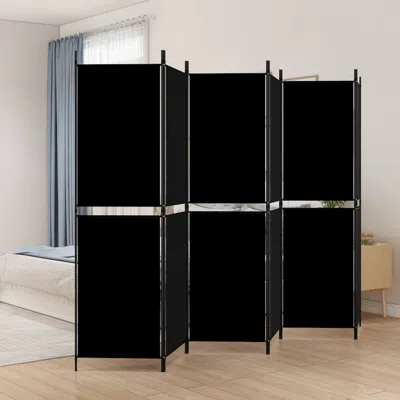 Vidaxl 6-panel Room Divider Black 118.1"x70.9" Fabric