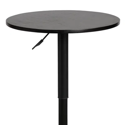 Furnizzeme 24 Inches Round Adjustable Pub Table With Metal Base, Black
