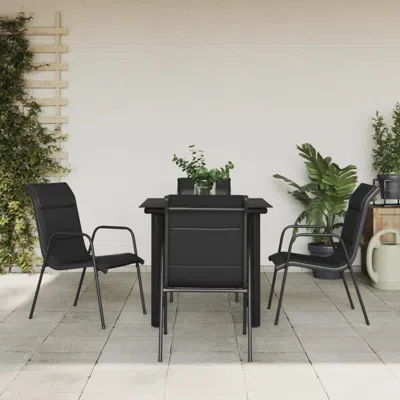 Vidaxl 5 Piece Patio Dining Set Black Steel And Textilene