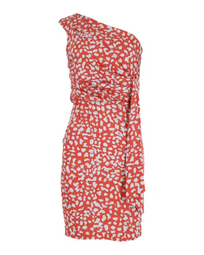 Diane Von Furstenberg Agatha Leopard Print One Shoulder Dress In Multicolor Silk In Multi
