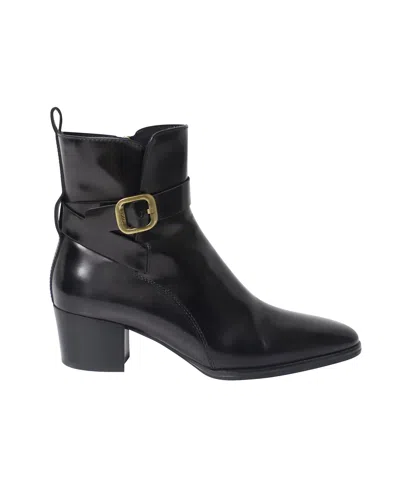 Tod's Block Heel Wrap Detail Ankle Boots In Black Leather In Black