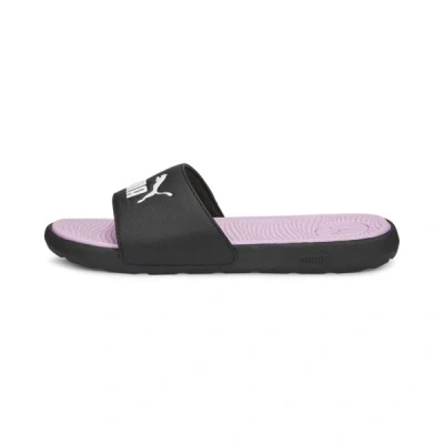 Puma Cool Cat 2.0 Womens Flat Slip-on Pool Slides In Black- White-pale Pink