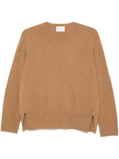 Shop Beyou Cashmere Crewneck Sweater In Brown