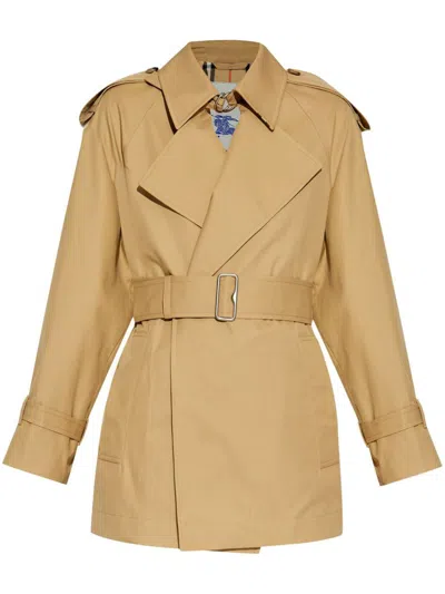 Burberry Giacca Trench In Gabardine In Beige