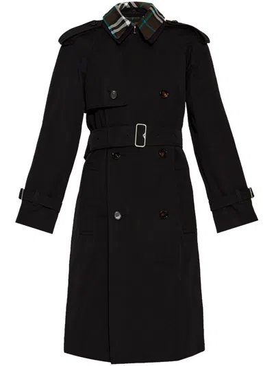 Burberry Detachable-collar Trench Coat In Black